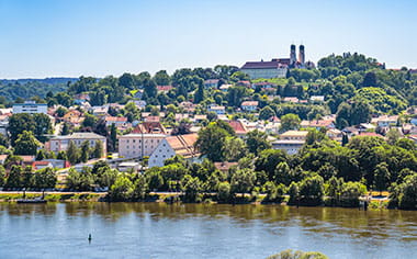 An aerial view of Vilshofen, Germany